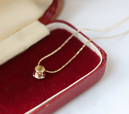 TEULRIP Stainless Steel Cubic Zircon Keel Diamond Necklace - Elegant Jewelry for Girls & Women