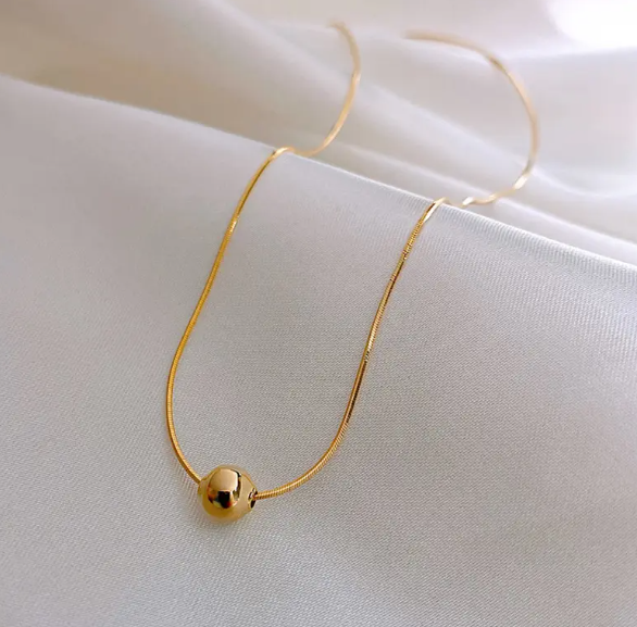 TEULRIP Anti-Tarnish Combo Set for Her – Stainless Steel Gold Plated Ball Necklace & Ball Earrings 