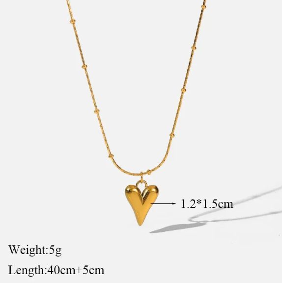 TEULRIP Anti-Tarnish Combo Set for Her – Gold Plated Stainless Steel Heart Pendant Necklace & Heart Hoop Earrings