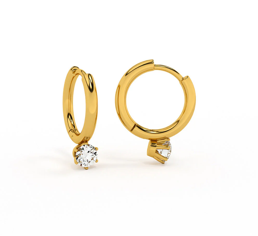 Teulrip Small Diamonds Stud Titanium Steel Hoop Earrings, Elegant Temperament Jewelry for Girls & Women