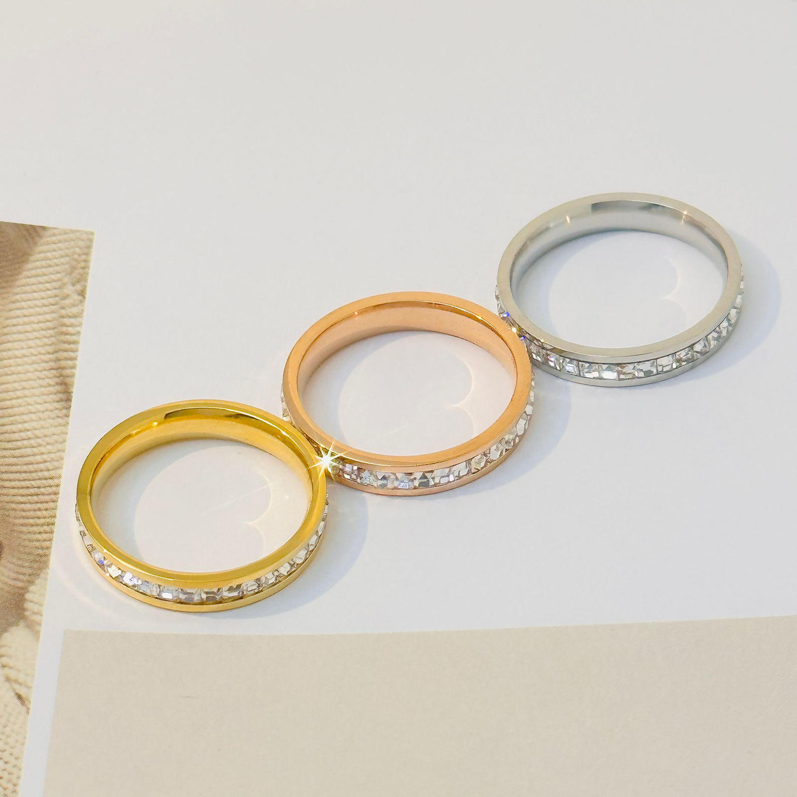 TEULRIP Stainless Steel Cubic Zirconia Circle Ring for Women – Trendy Finger Jewelry