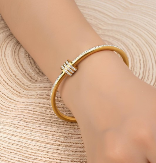 TEULRIP Stainless Steel High-End Screw Buckle Crystal Waist Bracelet for Women