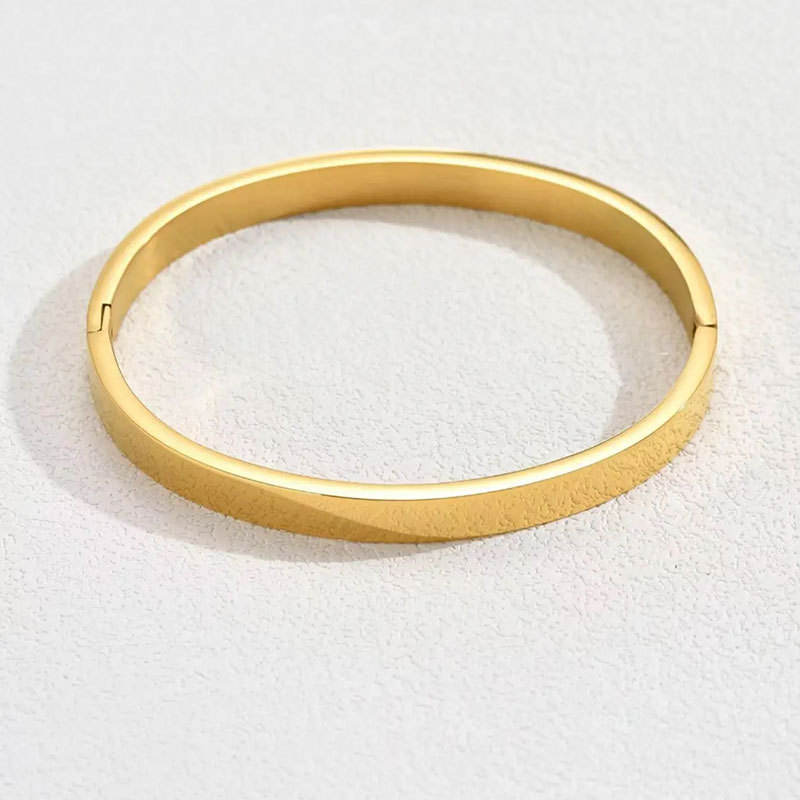 TEULRIP Gold Plated Stainless Steel High Polish Bangle Bracelet