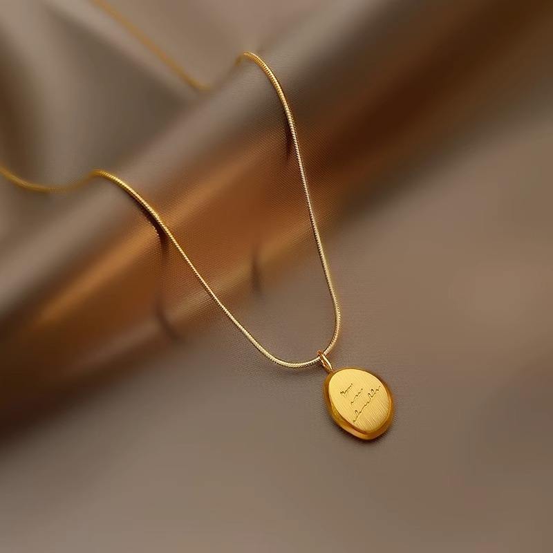 TEULRIP Gold Plated Stainless Steel Letter Pendant Necklace for Women