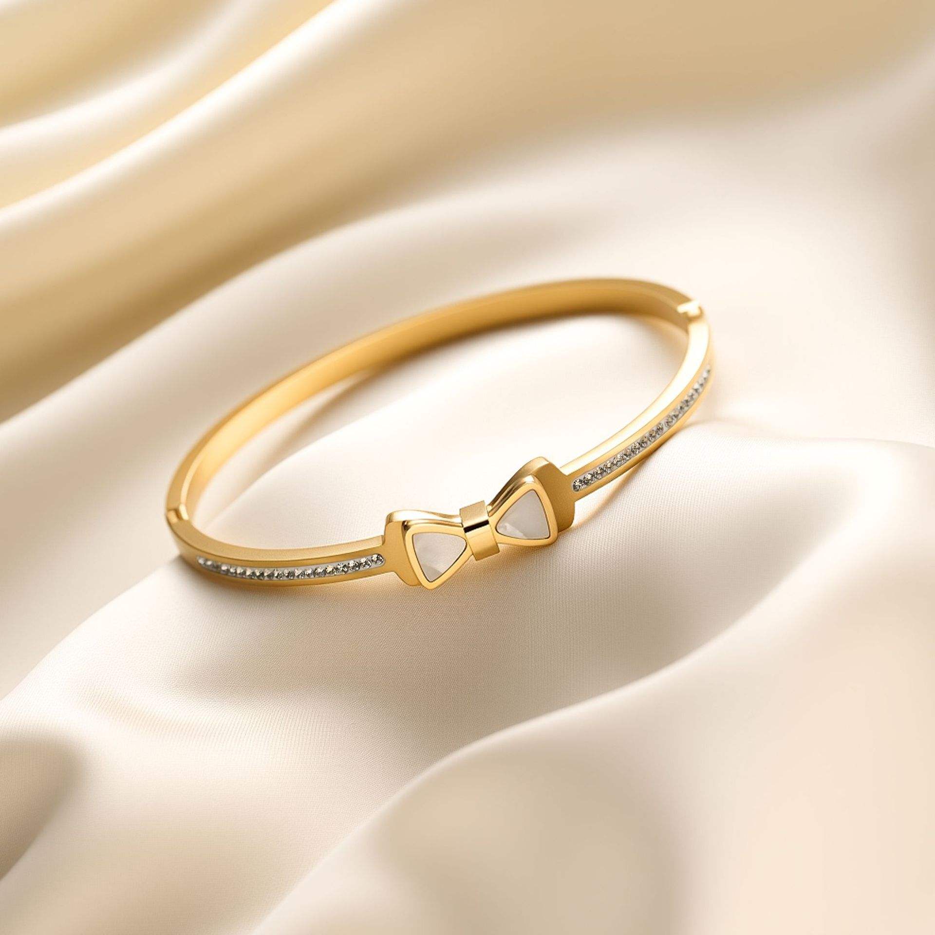 TEULRIP Gold Plated Stainless Steel Butterfly Diamond Bracelet for Women