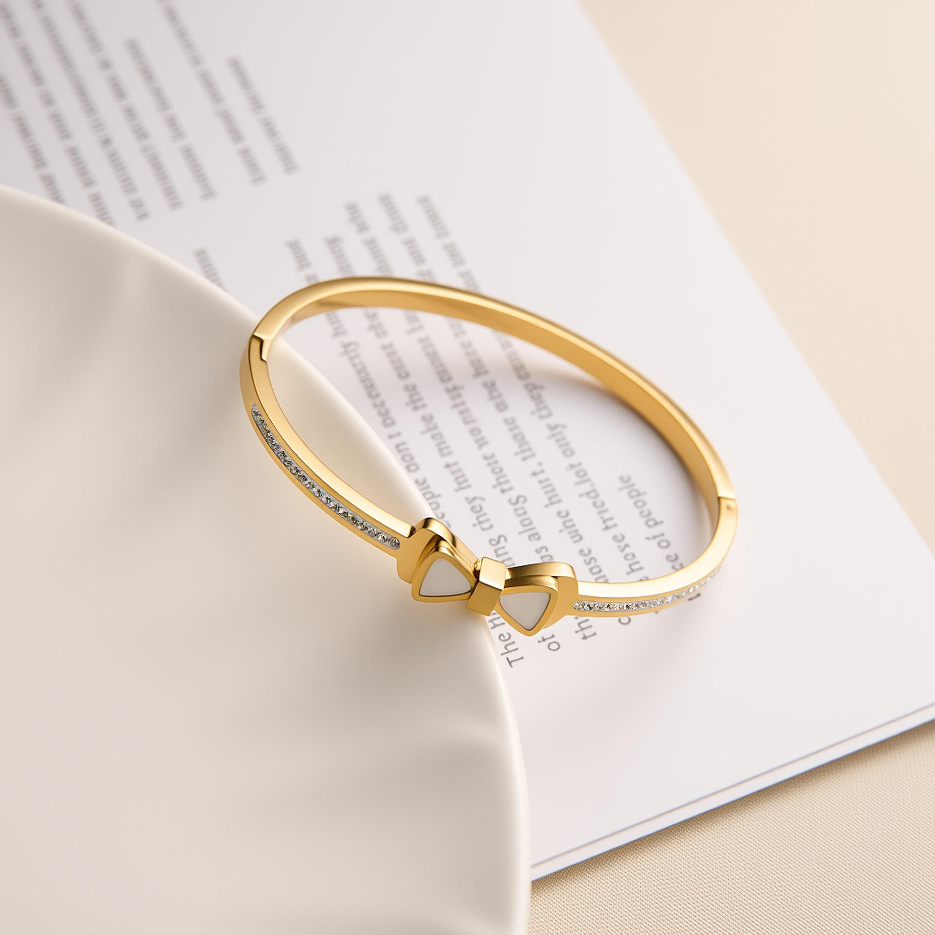 TEULRIP Gold Plated Stainless Steel Butterfly Diamond Bracelet for Women