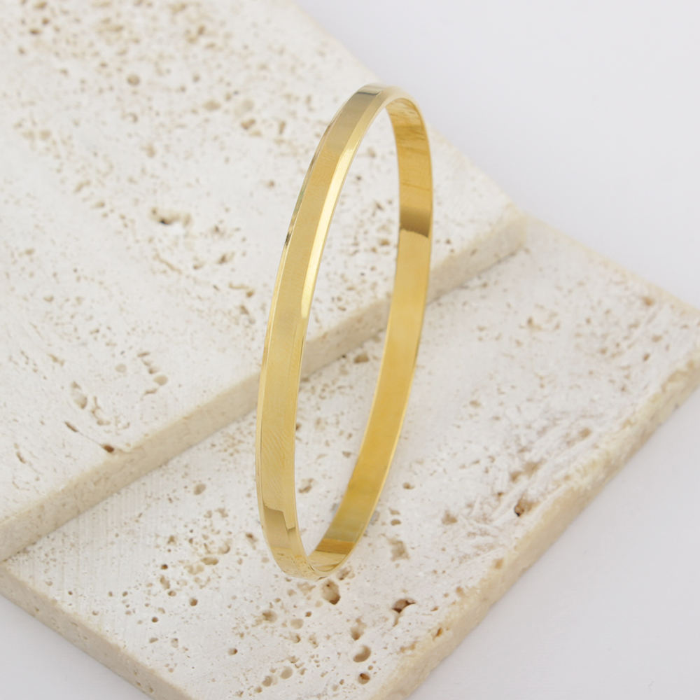 TEULRIP Gold Plated Stainless Steel High Polish Bangle Bracelet