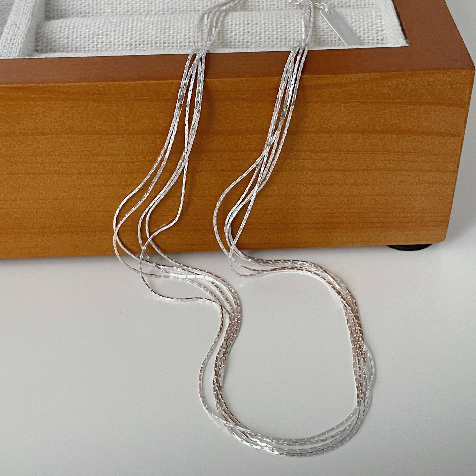 TEULRIP Silver Stainless Steel Multi-Layer Link Chain Necklace for Women