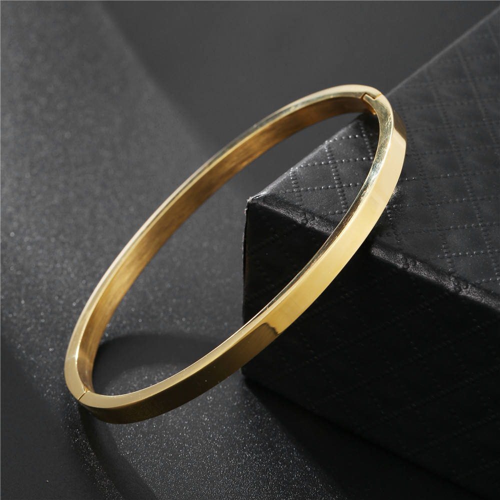 TEULRIP Gold Plated Stainless Steel High Polish Bangle Bracelet
