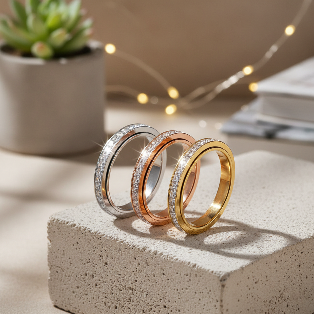 TEULRIP Stainless Steel Cubic Zirconia Circle Ring for Women – Trendy Finger Jewelry