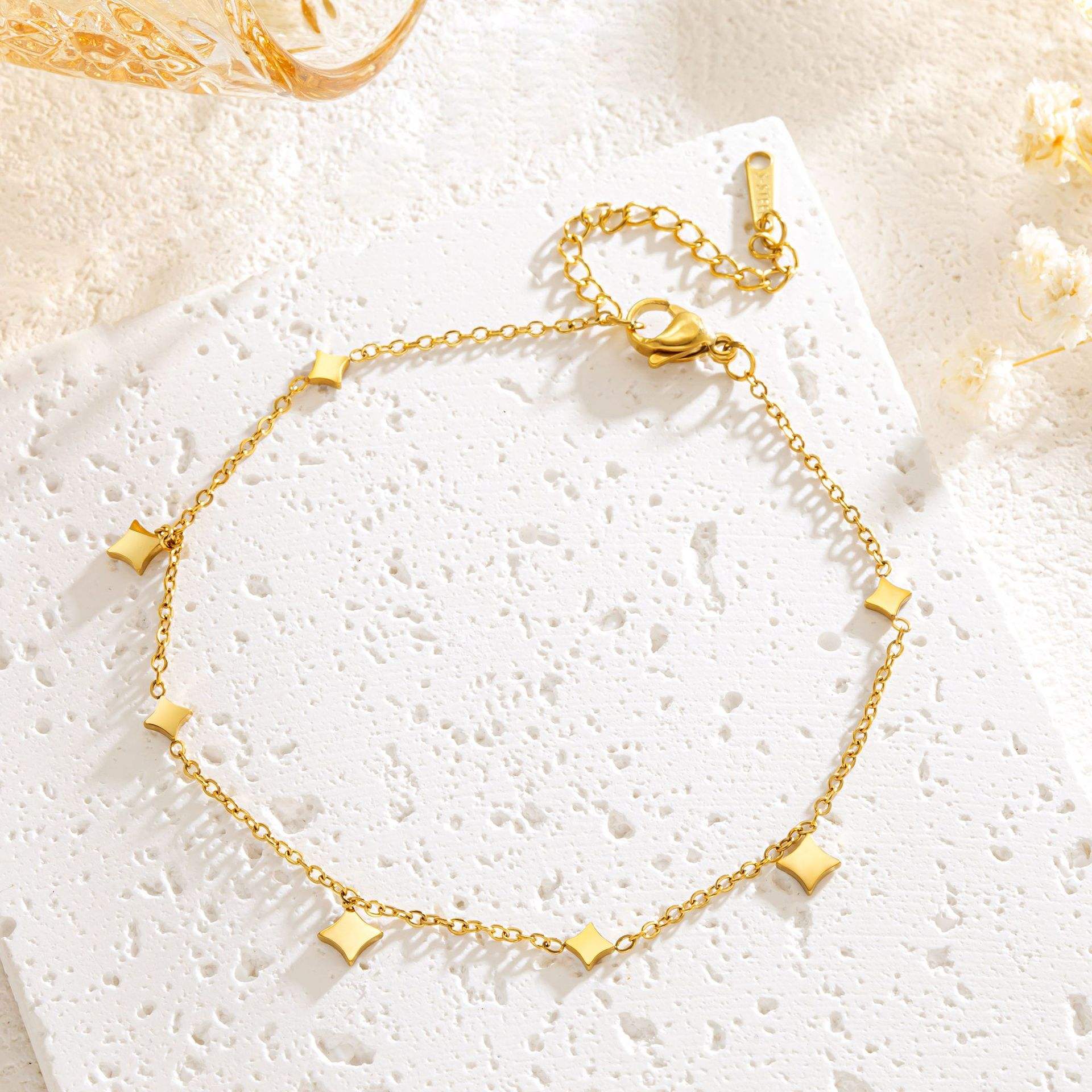 TEULRIP Anti Tarnish Combo for Her - Gold Plated Delicate Star Charm Stainless Steel Necklace & Bracelet