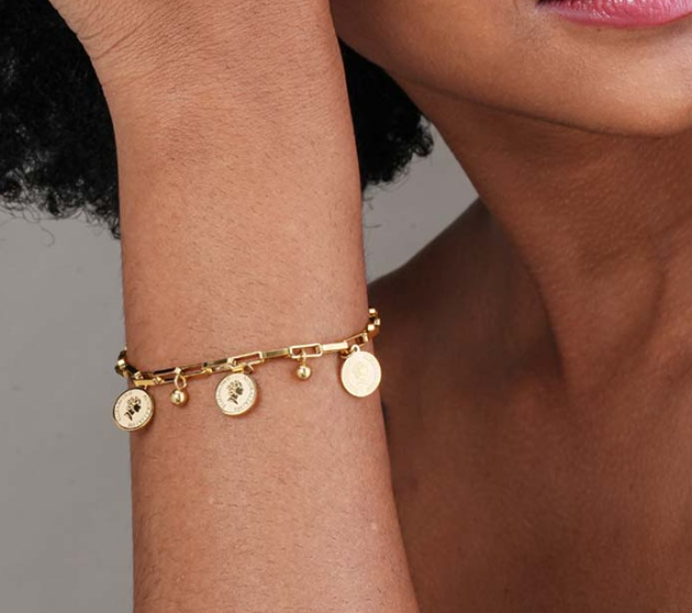 TEULRIP Stainless Steel Elizabeth Charm Bracelet for Women