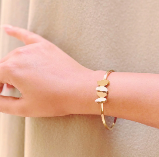TEULRIP Gold Plated Stainless Steel Butterfly Bangle Bracelet for Women