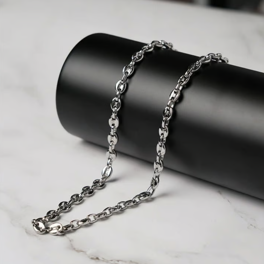 TEULRIP Coffee Bead Stainless Steel Necklace for Women – Silver