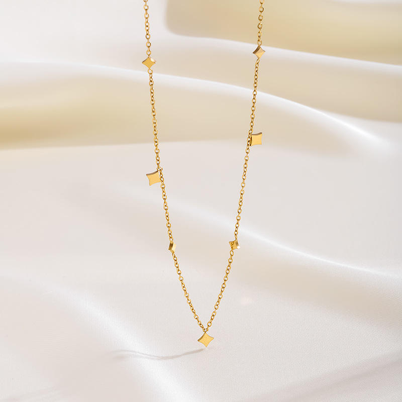 TEULRIP  Gold Plated Delicate Star Charm Stainless Steel Necklace for Girls