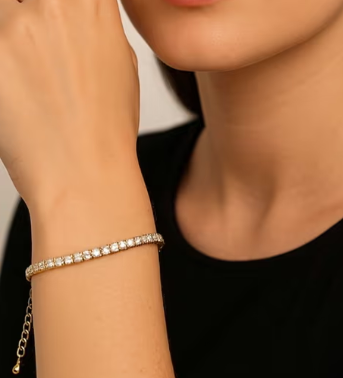 TEULRIP Stainless Steel Fine Diamond Tennis Bracelet