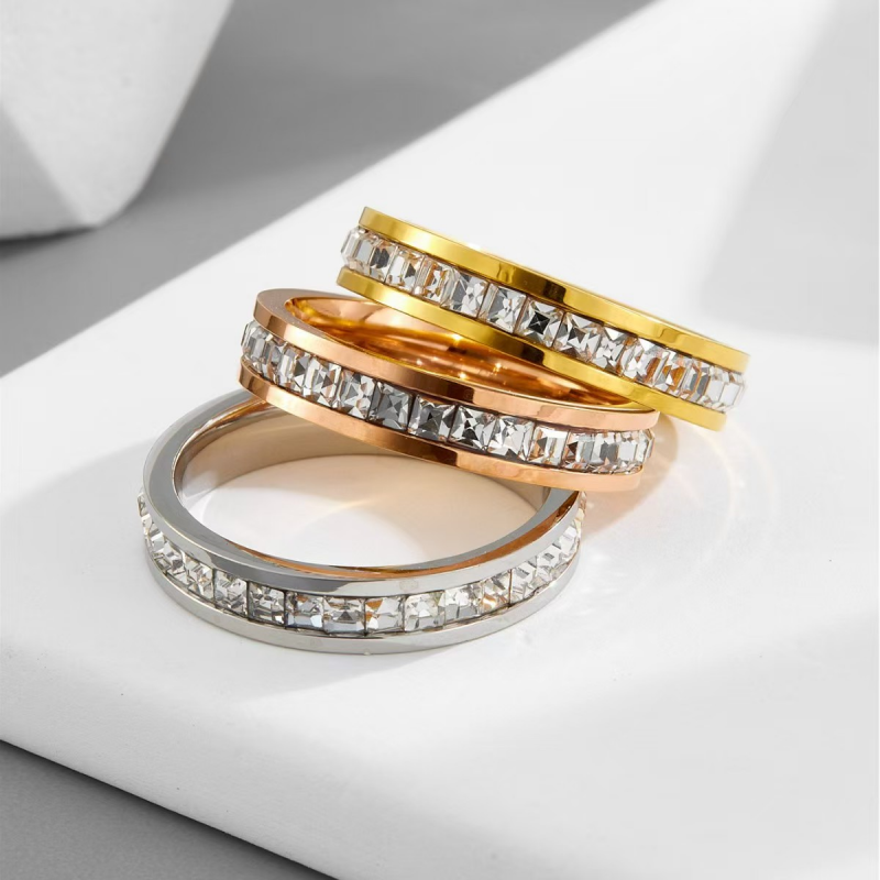 TEULRIP Stainless Steel Cubic Zirconia Circle Ring for Women – Trendy Finger Jewelry