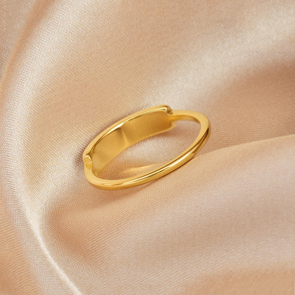 TEULRIP Anti Tarnish Gold Plated Stainless Steel Ring with White Shell Inlay