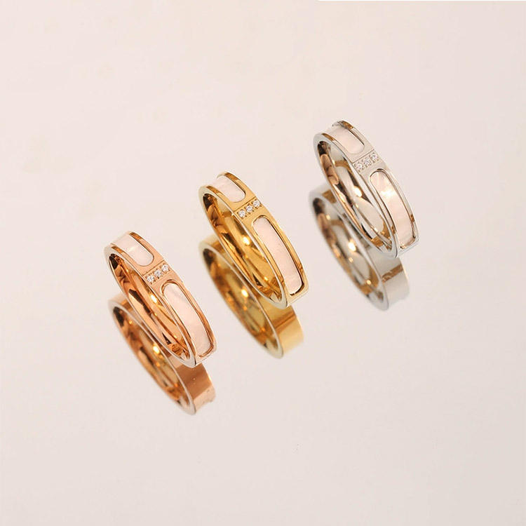 TEULRIP Anti Tarnish Gold, Silver & Rose Gold Triple Diamond Stainless Steel Ring