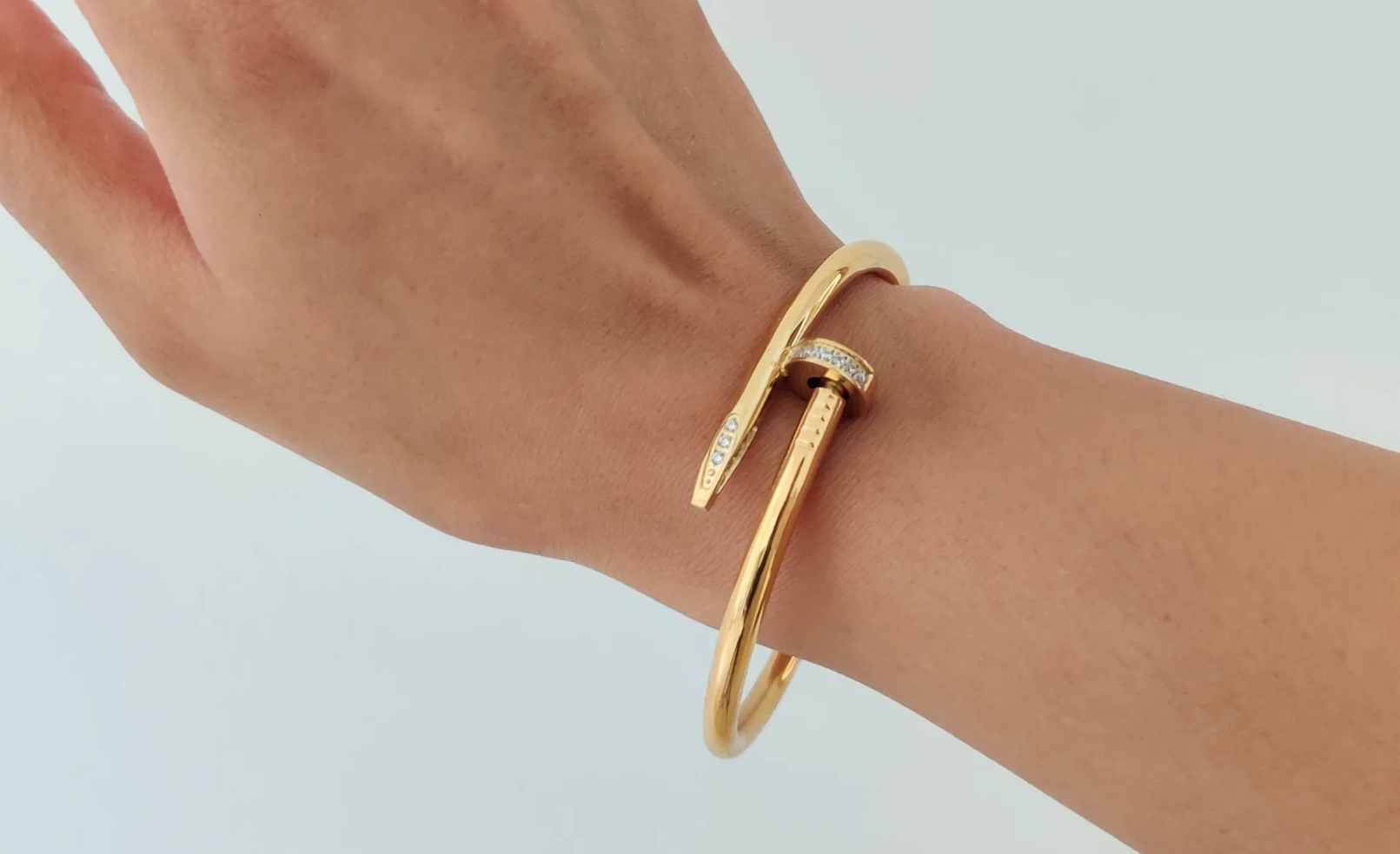 TEULRIP Gold Plated Stainless Steel Nail Cuff Bracelet for Women