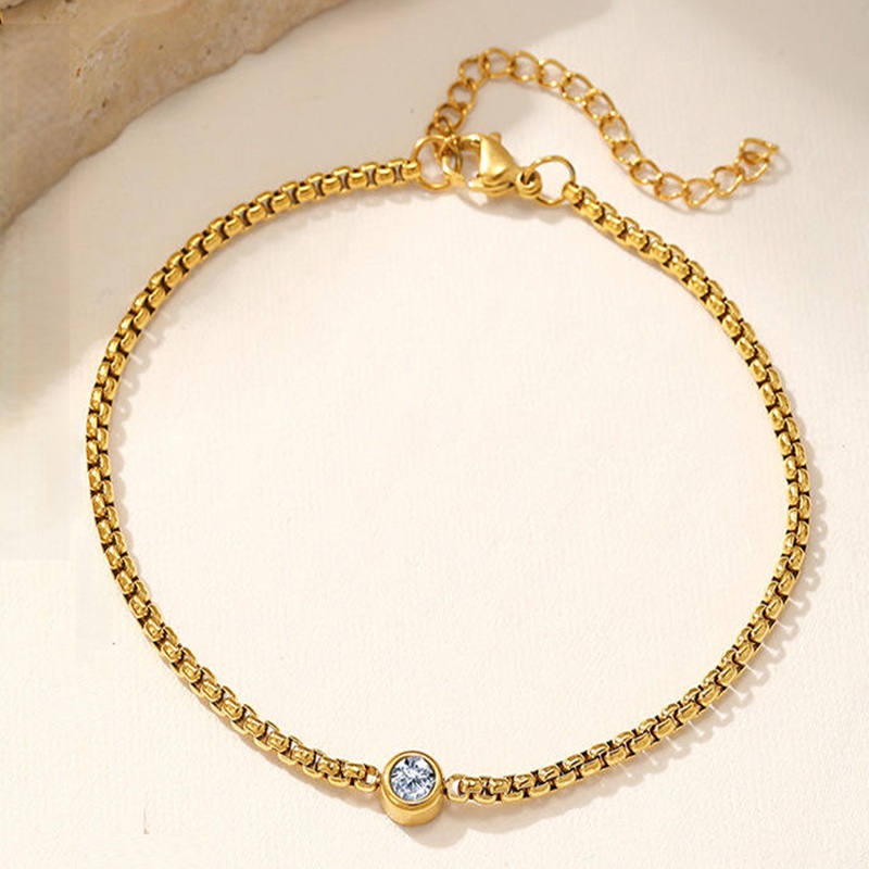 TEULRIP Stainless Steel Zircon Chain Bracelet for Women