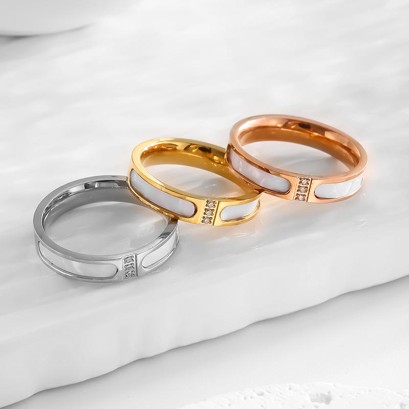 TEULRIP Anti Tarnish Gold, Silver & Rose Gold Triple Diamond Stainless Steel Ring