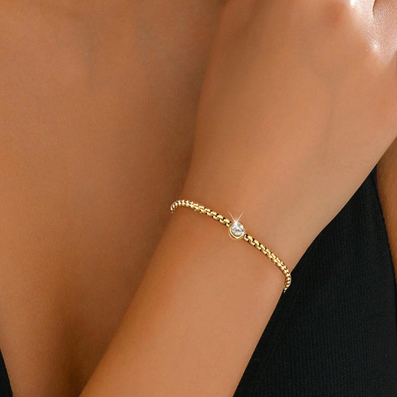 TEULRIP Stainless Steel Zircon Chain Bracelet for Women