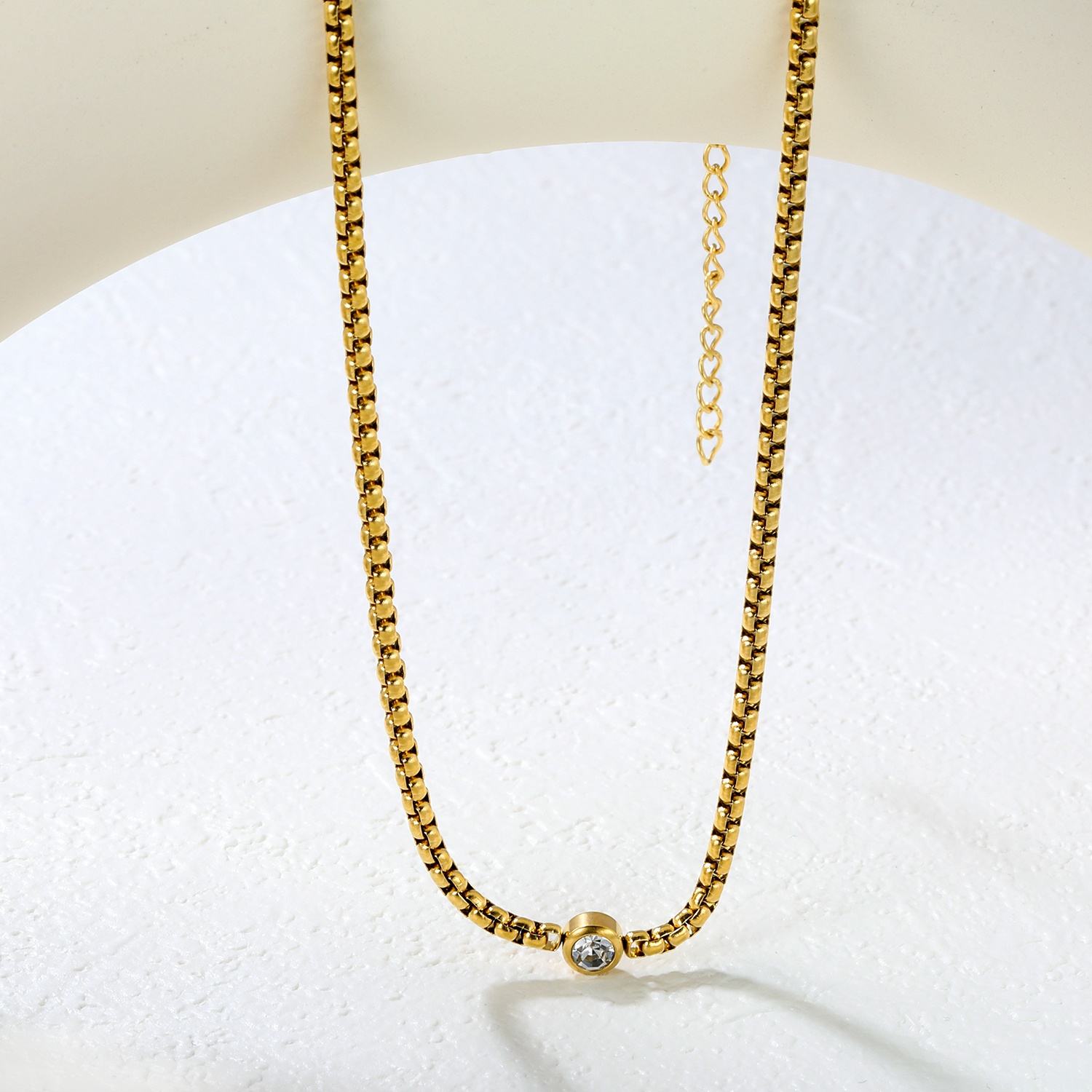 TEULRIP Gold Plated Stainless Steel Zircon Pendant Necklace for Women