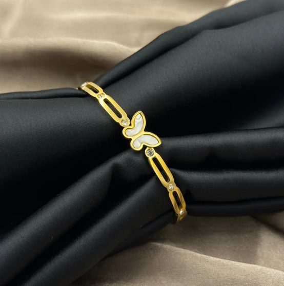 TEULRIP Gold Plated Stainless Steel Butterfly Bracelet for Women