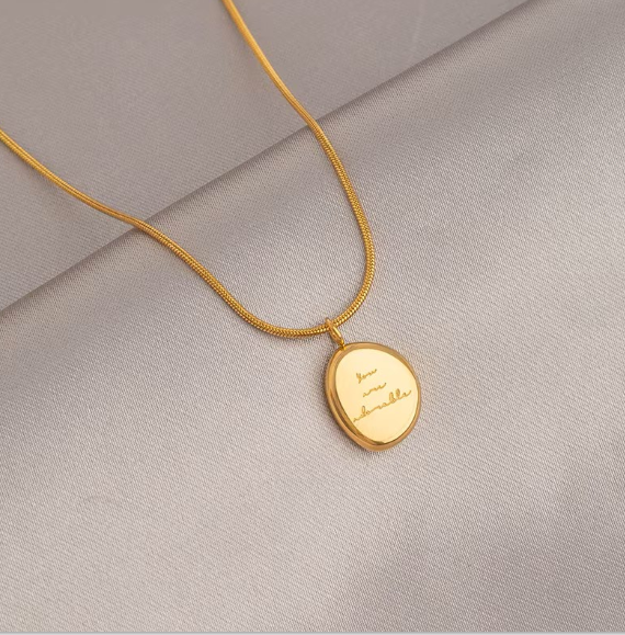 TEULRIP Gold Plated Stainless Steel Letter Pendant Necklace for Women