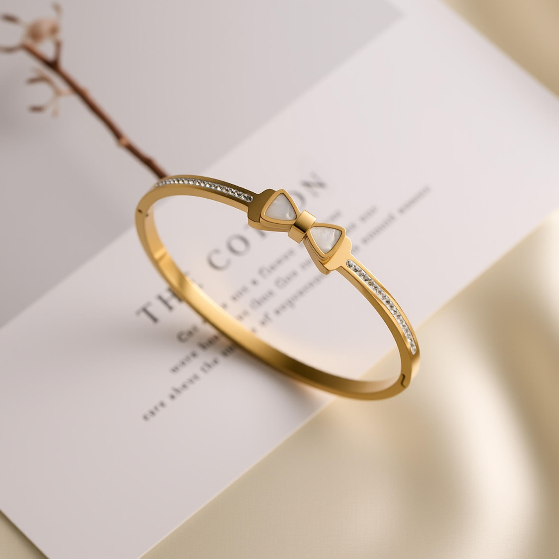 TEULRIP Gold Plated Stainless Steel Butterfly Diamond Bracelet for Women