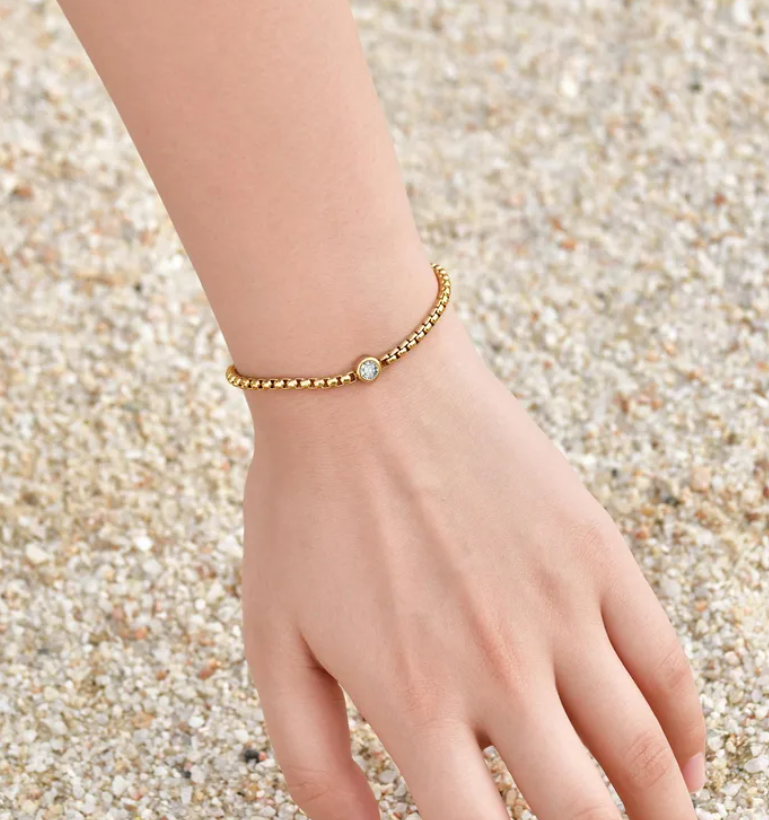 TEULRIP Stainless Steel Zircon Chain Bracelet for Women