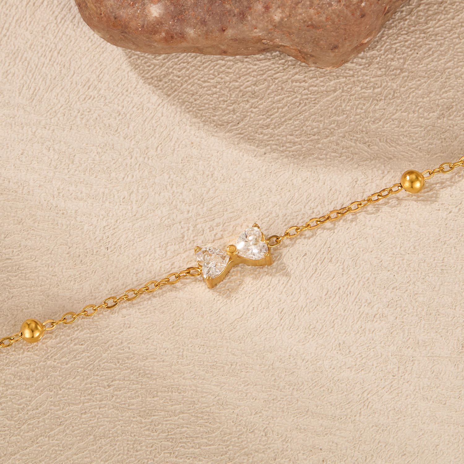 TEULRIP Stainless Steel Mini Bow Zircon Bracelet 