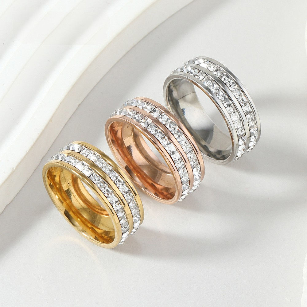 TEULRIP Stainless Steel Cubic Zirconia Circle Ring