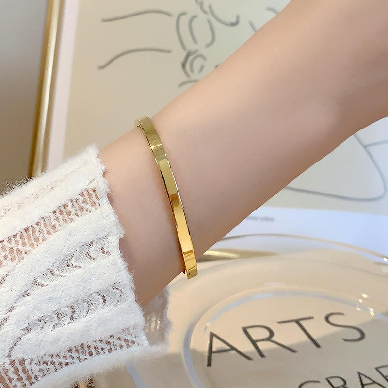 TEULRIP Gold Plated Stainless Steel High Polish Bangle Bracelet