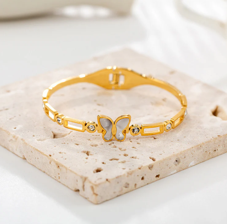 TEULRIP Gold Plated Stainless Steel Butterfly Bracelet for Women