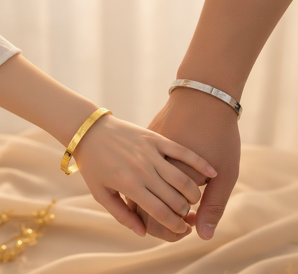 TEULRIP Valentine Promise Day Couple Bracelet – “I Love You Forever” Design