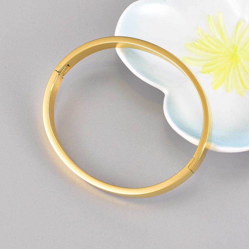 TEULRIP Gold Plated Stainless Steel High Polish Bangle Bracelet
