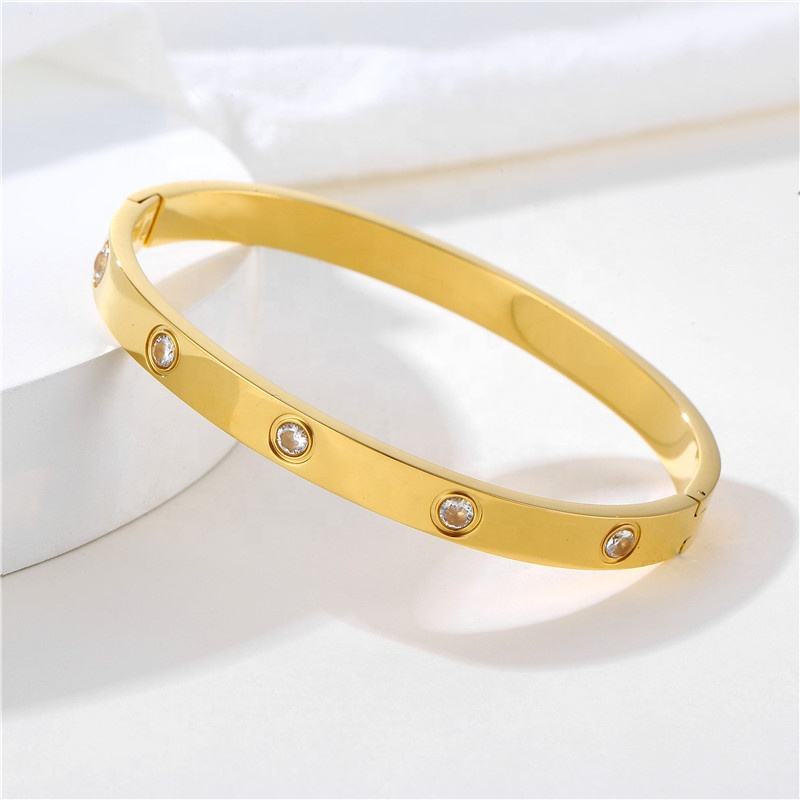 TEULRIP Stainless Steel Diamond Buckle Bracelet for Women