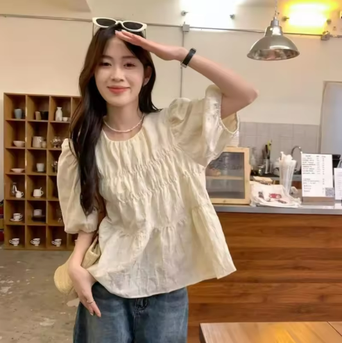 Trendy Women's Beige Blouse