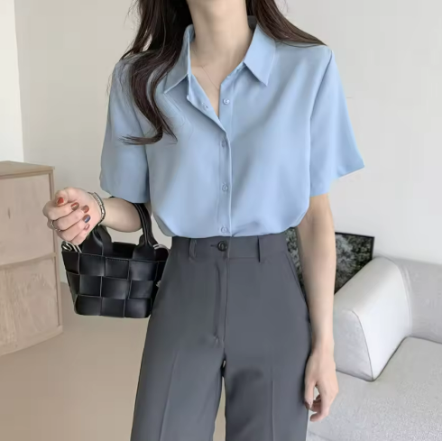 Elegant Light Blue Blouse