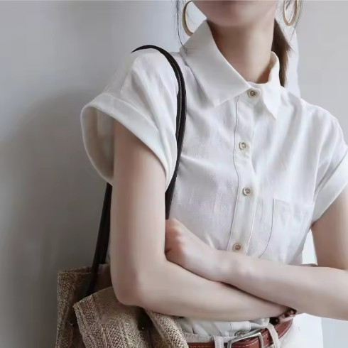 White Casual Button-Up Shirt