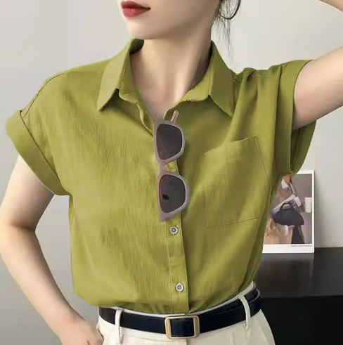 White Casual Button-Up Shirt