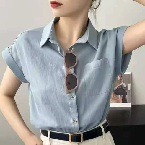 White Casual Button-Up Shirt