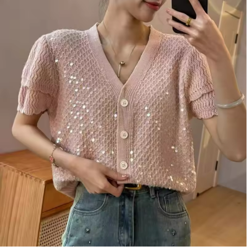 Sequin Knit Cardigan