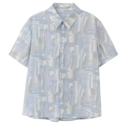 Printed Button-Up Blouse