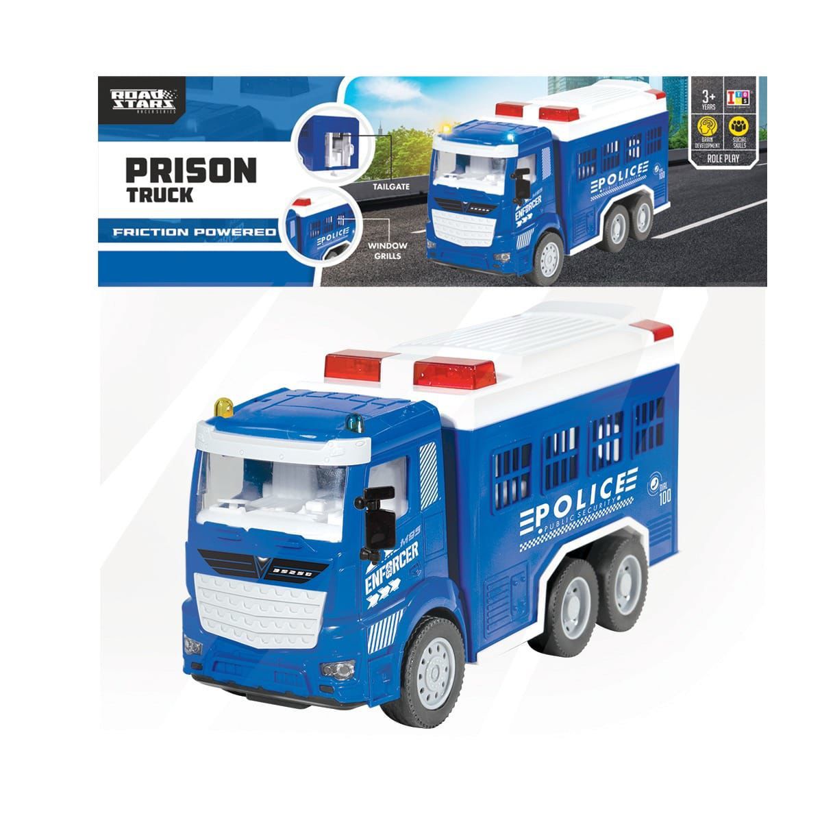 Friction Powered Police Prison Truck Toy