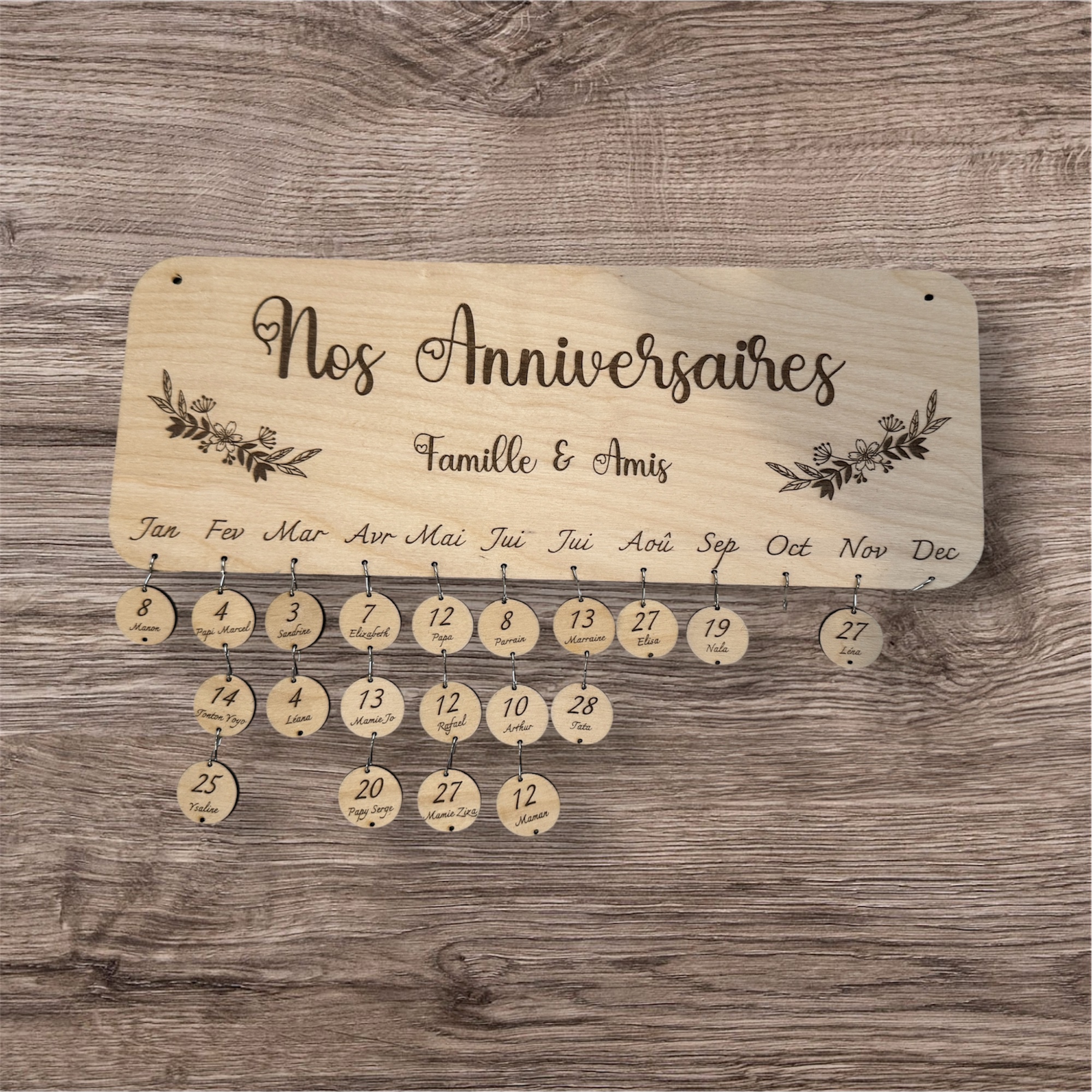 Calendrier anniversaire personnalisé