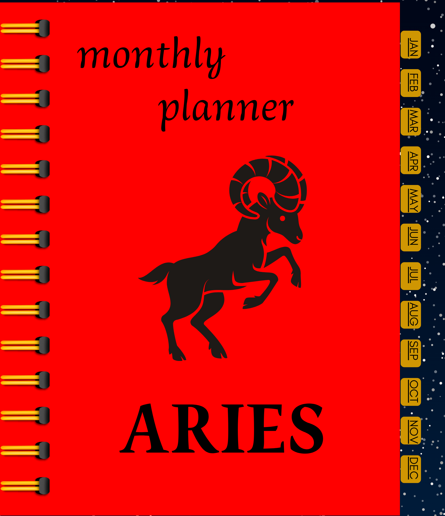 Hyperlinked-Aries Monthly Planner