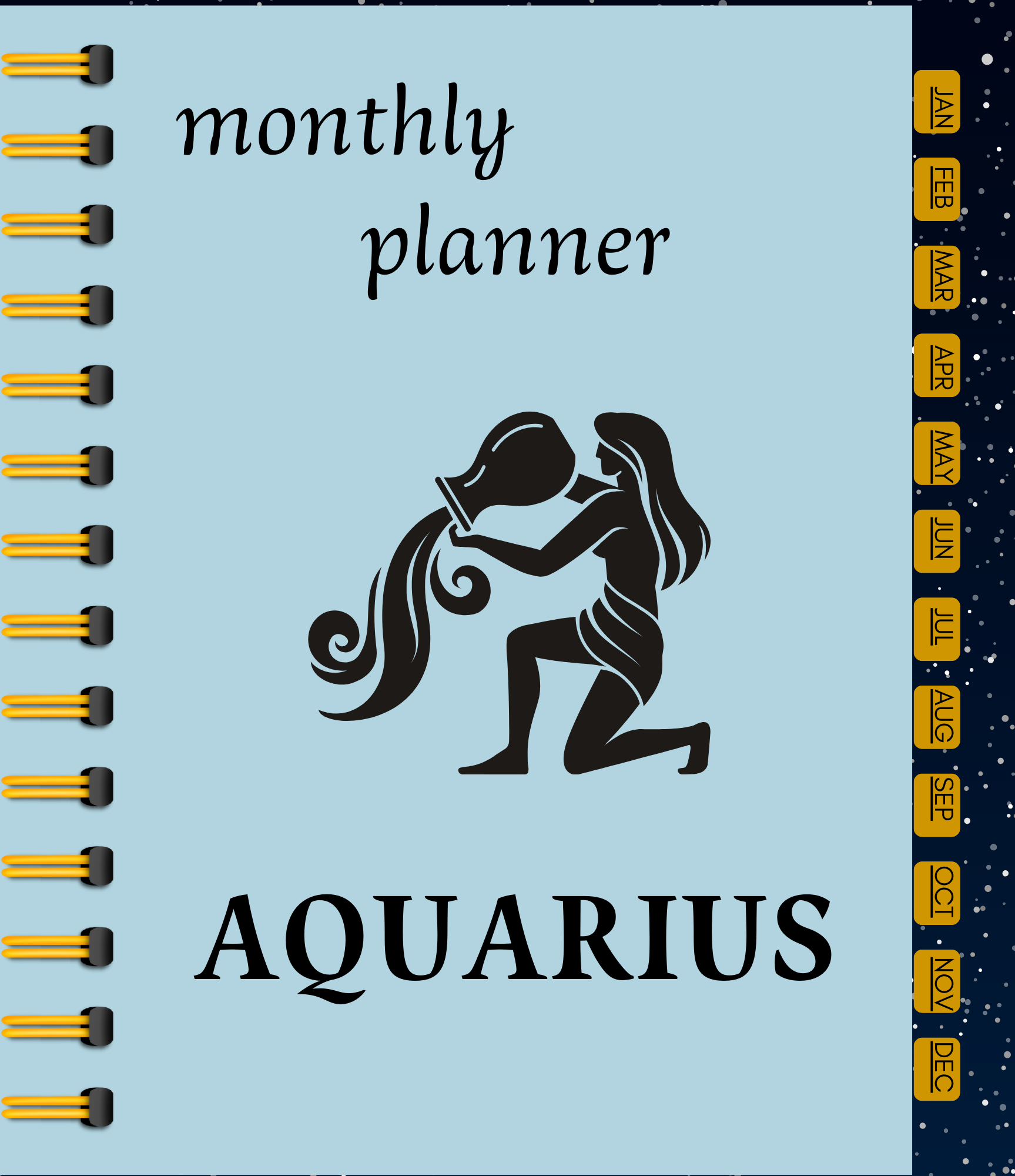 Hyperlinked-Aquarius Monthly Planner